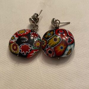 Colorful Murano Glass Floral Earrings